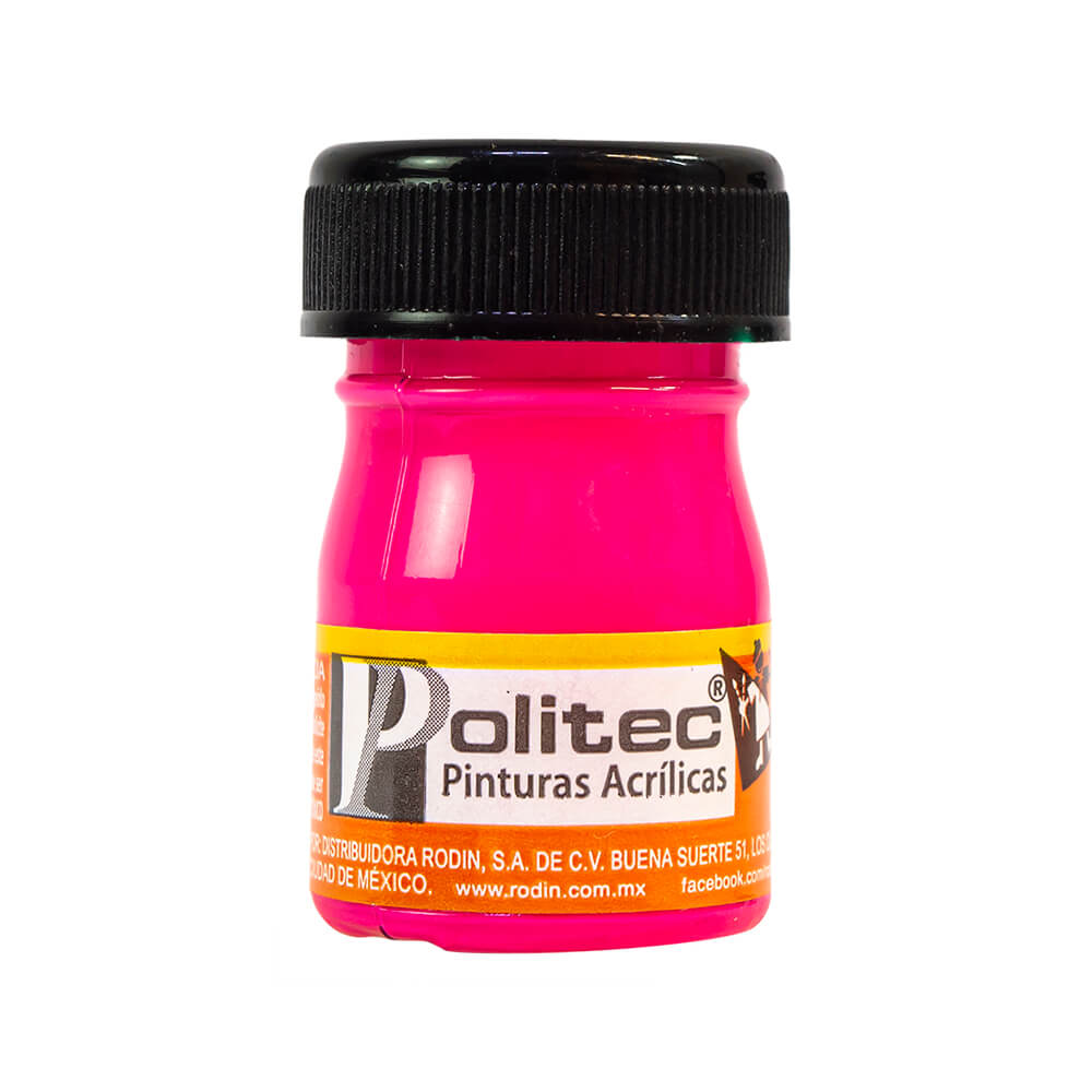 Pintura Acrílica Rosa Fluorescente Politec 20 ml