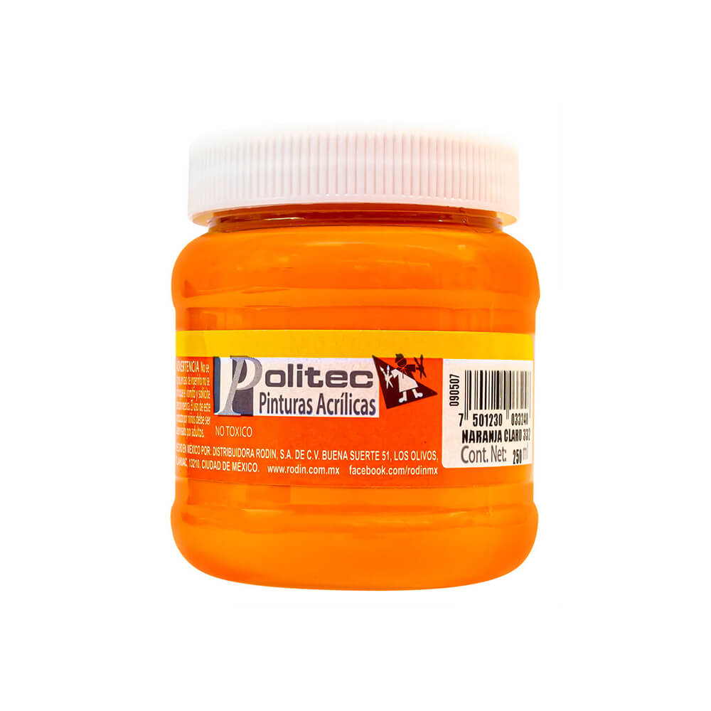 Pintura Acrílica Naranja Claro Politec 250 ml - Image 2